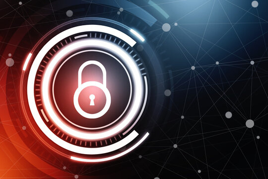 Safety Concept : Closed padlock on digital background. Modern safety digital background. Protection system.