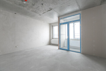 interior of the apartment without decoration in gray colors