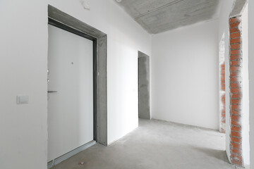 interior of the apartment without decoration in gray colors