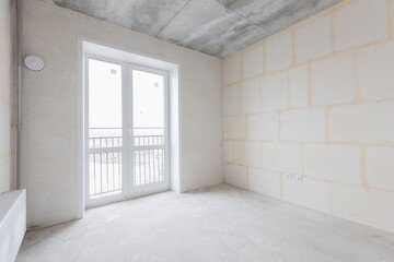 interior of the apartment without decoration in gray colors