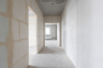 interior of the apartment without decoration in gray colors