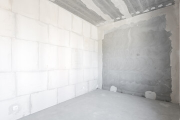 interior of the apartment without decoration in gray colors