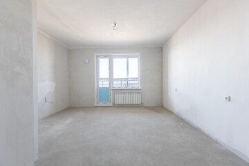 interior of the apartment without decoration in gray colors