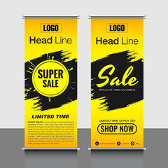 roll up brochure flyer banner design template vector, abstract line pattern background, modern x-banner, pull up banner, rectangle size.