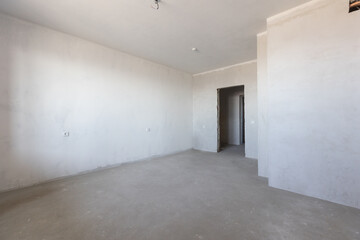 interior of the apartment without decoration in gray colors