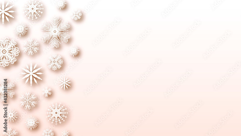 Poster abstract background winter snowflakes witgh shadows vector design style template