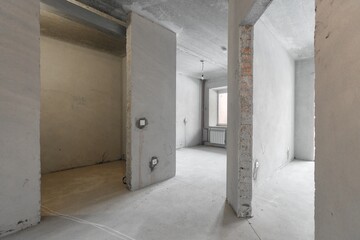 interior of the apartment without decoration in gray colors