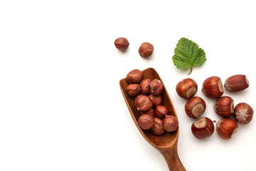 Different nuts on a white background.