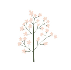 Obraz na płótnie Canvas Vector stylized spring sakura flower. Scandinavian illustration art summer element. Decorative summer floral image for greeting Valentine card or poster, holiday banner