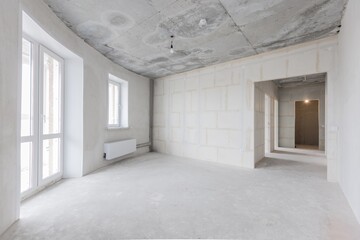 interior of the apartment without decoration in gray colors