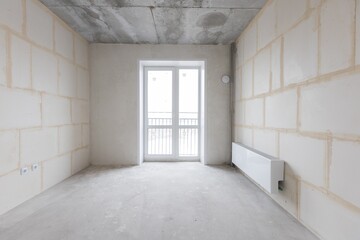 interior of the apartment without decoration in gray colors