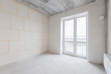 interior of the apartment without decoration in gray colors