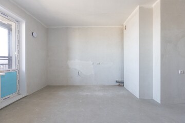 interior of the apartment without decoration in gray colors