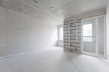 interior of the apartment without decoration in gray colors