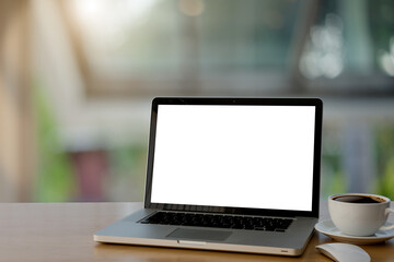 Fototapeta premium laptop and cup