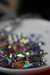 costume jewelry glass beads up close