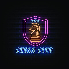 Chess Club Logo Neon Signs 