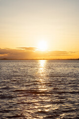 White Rock, Greater Vancouver, British Columbia, Canada. Colorful and Vibrant View of a cloudy and colorful sunset over the Pacific Ocean Coast. Nature Background
