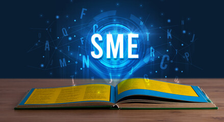 Technology abbreviation coming out from an open book