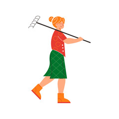 Girl With Rake Composition