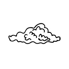 Сloud is hand-drawn. Isolated single cloud on a white background