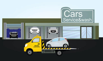 Cars service and wash center. vector 
