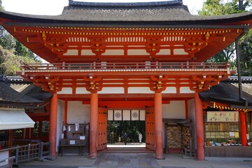 Nanmon (South Gate) in Nara prefecture, Japan - 日本 奈良 春日大社 参道 南門