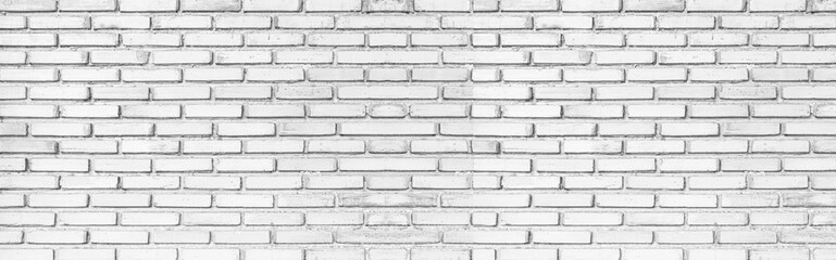 Panorama of Modern white brick wall texture for background