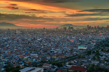 Beautiful Scenery of Jakarta Skyline from Kemayoran during sunrise and daylight