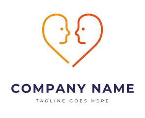 Set of logo identity with two faces in the shape of heart for couple therapy relationship problems
nt