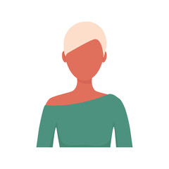 Portrait of young girl with short blonde hair, fashionable hairstyle, isolated on white background. Portrait of woman without face. Avatar for social network, mobile app. Vector flat illustration	