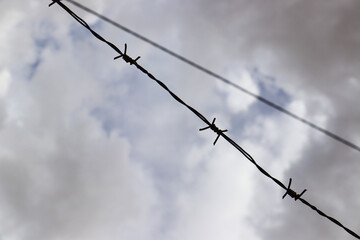 barbed wire fence fences barrier