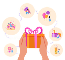 Birthday Gift Flat Background