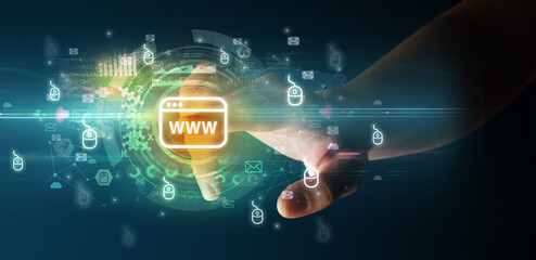 touching with soft gesture multimedia screen with future technology concept