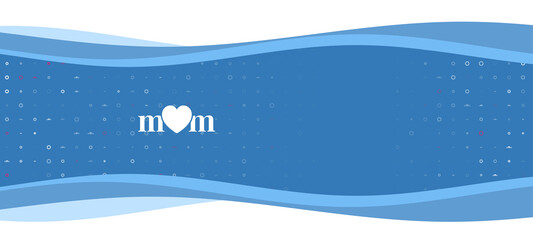 Blue wavy banner with a white mother's day symbol on the left. On the background there are small white shapes, some are highlighted in red. There is an empty space for text on the right side