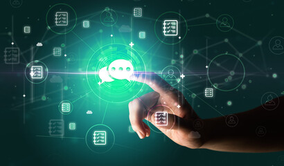 Businessman hand pressing stock graphic information on multitouch screen