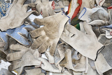 A pile of dirty work gloves.