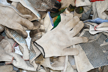 A pile of dirty work gloves.