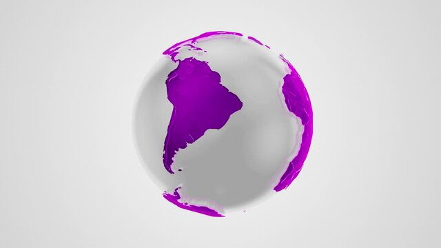 Rotating Globe with Political World Map seamless loop animated background 3D rendering.