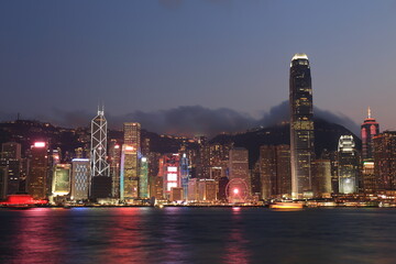 popular night cityscape from Victoria habour of Hongkong