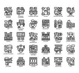 Obraz premium Set of college thin line and pixel perfect icons for any web and app project.