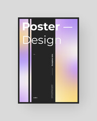 Abstract Placard, Poster, Flyer, Banner Design. Colorful gradient figure on vertical A4 format. Holographic effect. Decorative neon backdrop. Gradient shapes and large typography. Vector Eps10.