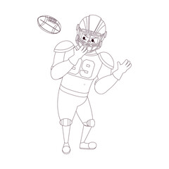 Isolated amercian football player cartoon