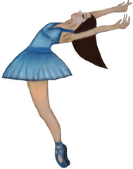 Elegant ballerina in a blue dress
