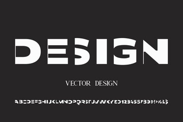 minimal alphabet font, vector design dark and white style