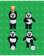 Cute panda illustration playing soccer, perfect for mascots and backgrounds