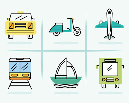 six transport icons