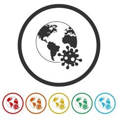 Coronavirus pandemic ring icon color set