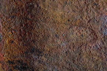 Beautiful natural and rustic clay background (series of copper oxide textures on ceramic). Ocher, earthy, red, magenta, yellow, green and blue colors. With copy space.