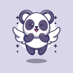 Cute angle panda flying cartoon